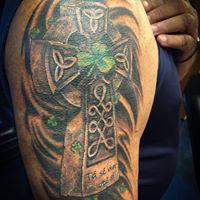 Tattoos - Celtic Cross and Shamrocks - 134778